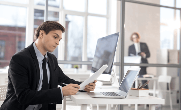 A translator uploads files to an encrypted portal, delivering Spanish Translation Services in Washington.