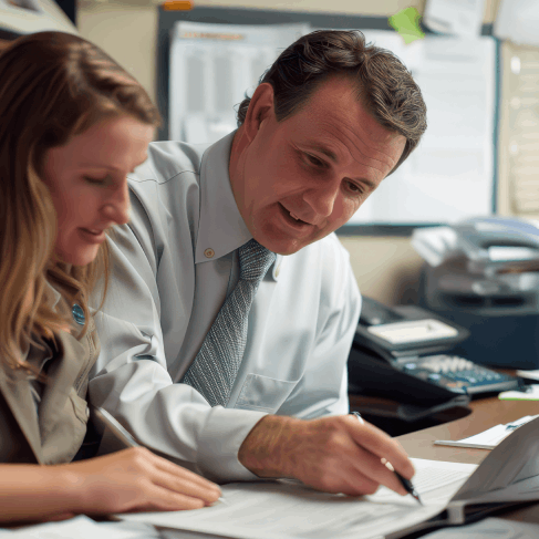 An accountant reviews a translated balance sheet as Translation Services in Redmond handle financial terms securely.
